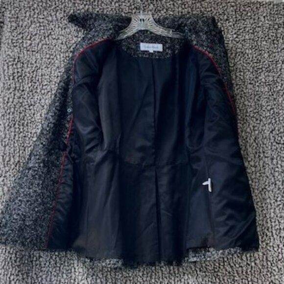 CALVIN KLEIN Black and White Wool Blend Lined Pea Coat - Picture 5 of 8